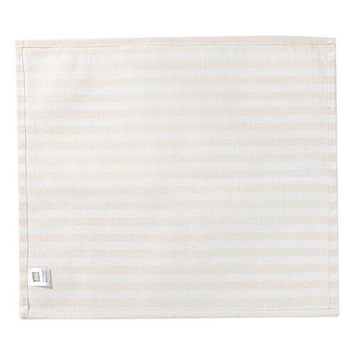 Laneni podmetač za stol 45 x 40 cm krem boje sa žutim prugama za sublimaciju
