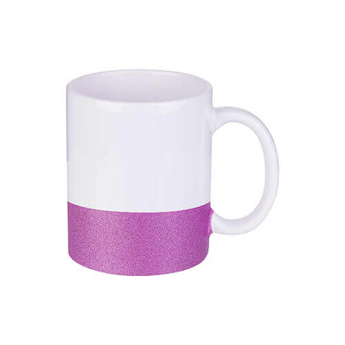 Cană 330 ml cu bandă cu sclipici pentru sublimare - violet