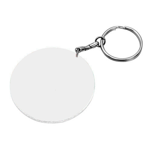 Okrúhly plastový krúžok na kľúče Ø 47 mm biely sublimačný termotransfer