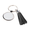 Round key ring with short fringes - black for sublimation