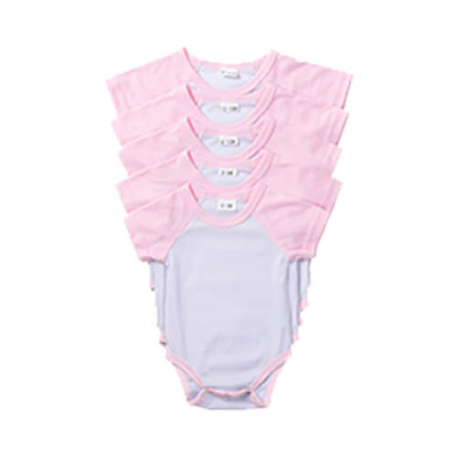 Børnebody med korte ærmer til sublimering - lyserøde ærmer