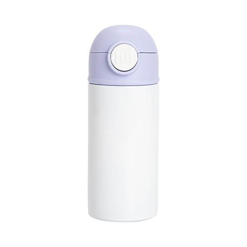 Bidon - 360 ml flaske til børn til sublimering - hvid med lilla hætte