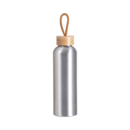 Aluminijasta steklenica za vodo 600 ml s pokrovom iz bambusa za sublimacijo - srebrna