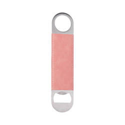 Flesopener 4 x 17,7 cm in staal en leer voor sublimatie - roze