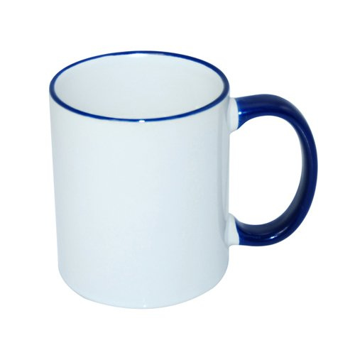 JS Coating mug 330 ml with navy blue handle Sublimation Thermal Transfer