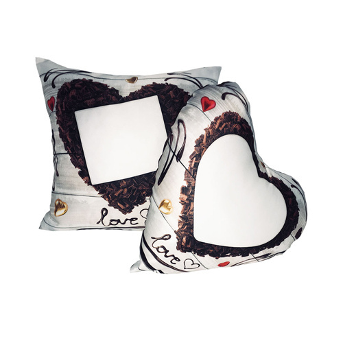Two-colour satin cover 38 x 38 cm for sublimation printing - Chocolate heart
