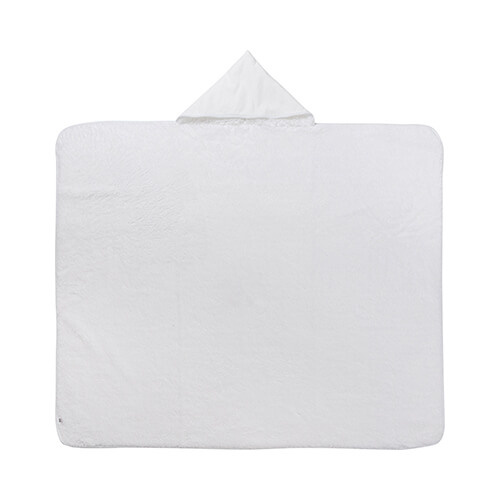 Deka z mikrovlákna a arktického rúna s kapucňou 150 x 130 cm na sublimáciu - biela