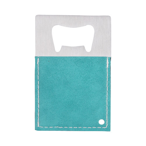 Palacknyitó 5,5 x 8,5 cm acélból és bőrből, szublimációhoz - zöld