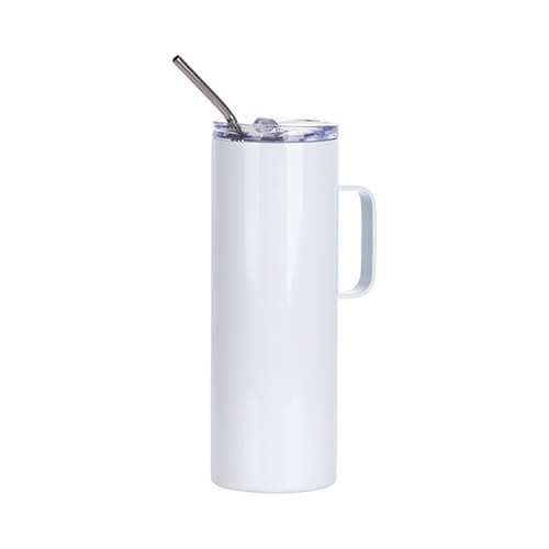 600 ml mok met handvat en rietje voor sublimatie - wit