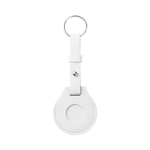 Leather key ring with belt / AirTag case for sublimation - white