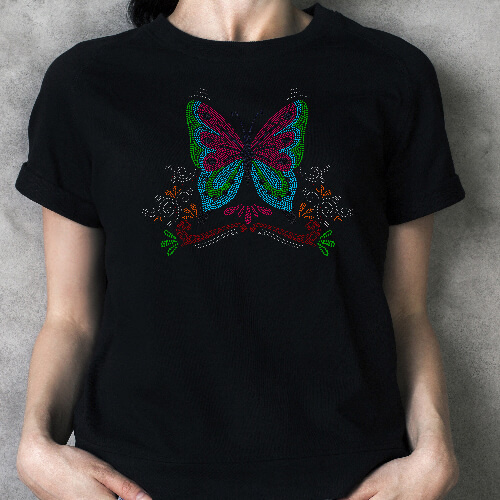 Lámina con zirconia cúbica para transferencia térmica - gran mariposa