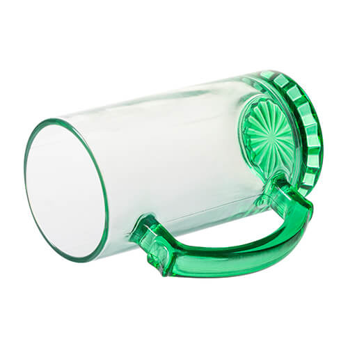 Mug en verre 470 ml pour sublimation - anse et fond vert