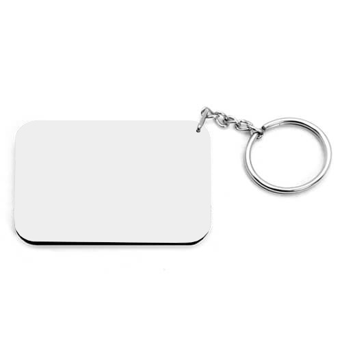 Porte-­clés en plastique rectangulaire 66 x 47 mm blanc avec bord noir Sublimation Transfert Thermique