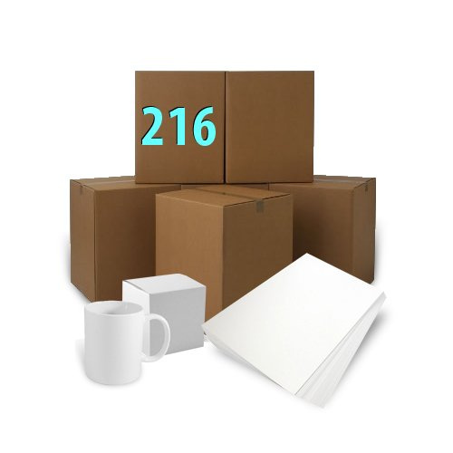 216 piezas de Tazas Blancas AA + Con Cajas + Resma Papel de Sublimación A3 Sublimación Transferencia Térmica