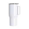 Taza de viaje de 750 ml con asa de acero inoxidable para sublimación - blanca