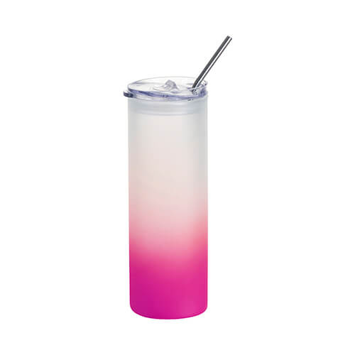 750 ml matný hrnček s plastovým viečkom a slamkou na sublimáciu - fialový gradient