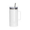 Wine mug 1200 ml with waterproof lid and straw for sublimation - white