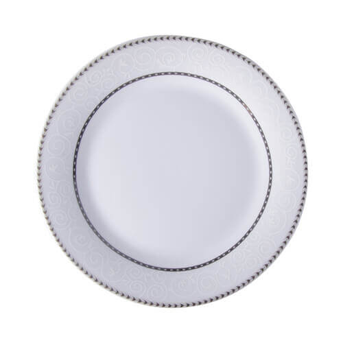 Assiette vierge en céramique avec ornement argenté pour sublimation