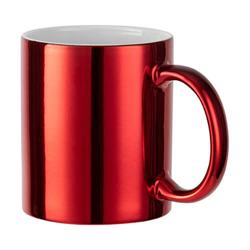 Kubek 330 ml platerowany do sublimacji - Czerwony z kartonikiem