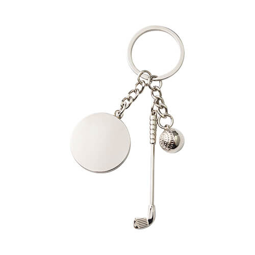 Metalen sleutelhanger met bal en golfclub voor sublimatie