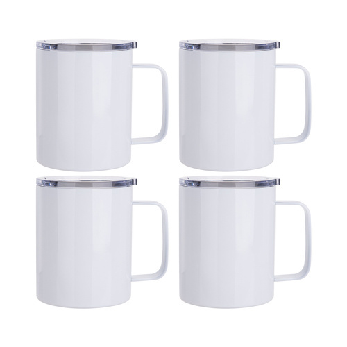 Set van 4 metalen koffiemokken, 300 ml, om te bedrukken