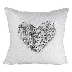 Pudebetræk 40 x 40 cm med pailletter til sublimering - hvid