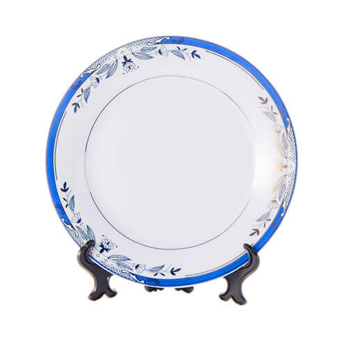 Ceramic plate 20,5 cm with blue ornament for sublimation printing