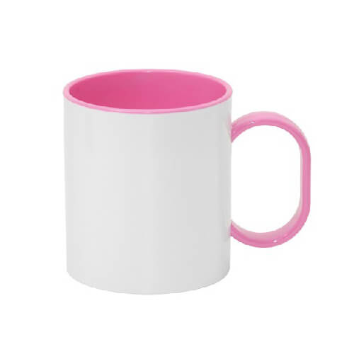 Plastmasas krūze 330 ml FUNNY rozā Sublimācijas termopārneses tehnoloģija