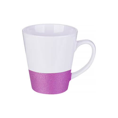 Latte mug 300 ml with a glitter strap for sublimation printing - purple