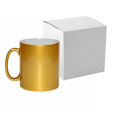 Taza Metalic 300 ml oro con caja Sublimación Transferencia Térmica