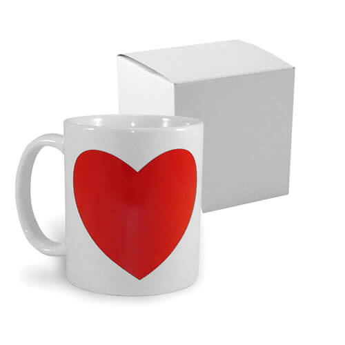 Taza con corazón mágico con caja de transferencia térmica por sublimación