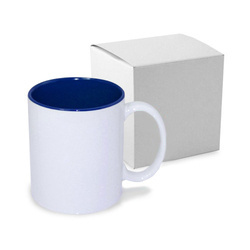 Mug blanc A+ 330 ml avec intérieur bleu marine avec boîte Sublimation Transfert Thermique