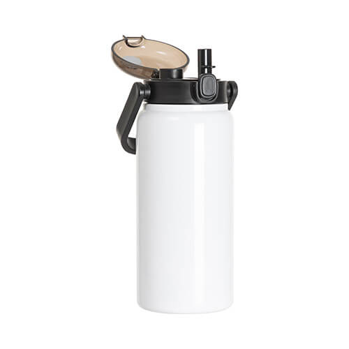 Stainless steel 1250 ml travel bottle with sublimation handle - white