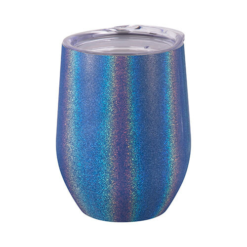 360 ml krus til gløgg til sublimering - mørkeblå med glitter