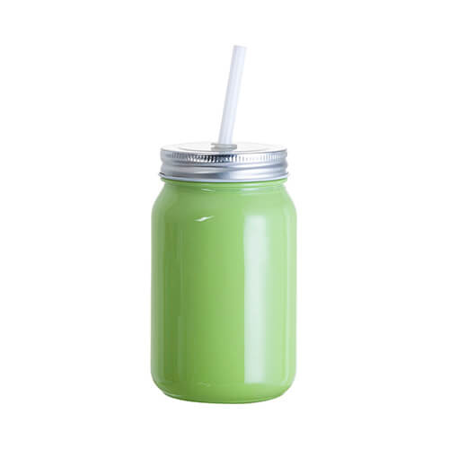 Mug en verre 450 ml Mason Jar Full Color sans anse pour sublimation - vert