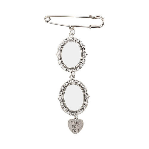 Dubbele ovale broche - veiligheidsspeld met hartvormige hanger voor sublimatie