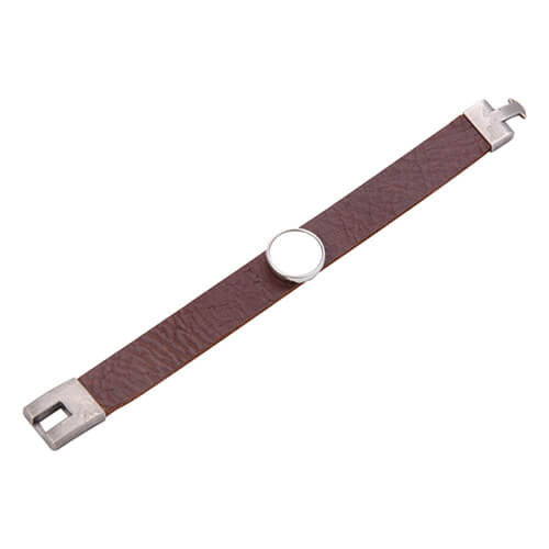 Leather bracelet with circlular plate - brown Sublimation