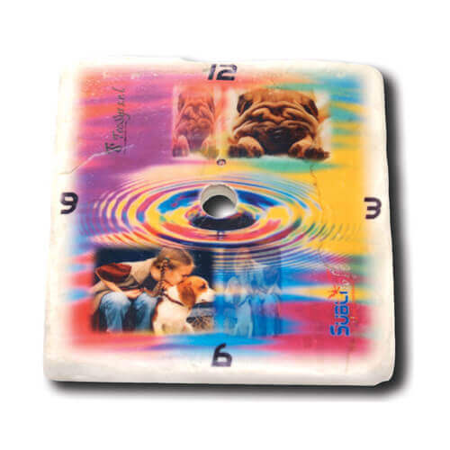 Reloj de mármol de 15 x 15 cm para sublimación.
