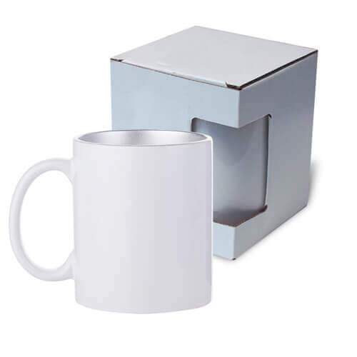 Cană 330 ml cu interior argintiu cu cutie de carton Transfer termic prin sublimare