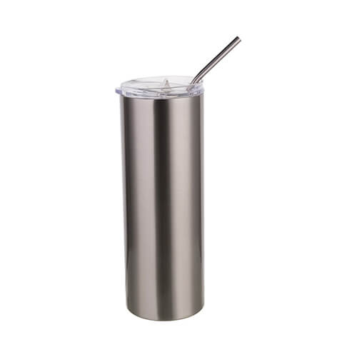 600 ml krūze ar salmiņu sublimācijai - sudraba krāsā