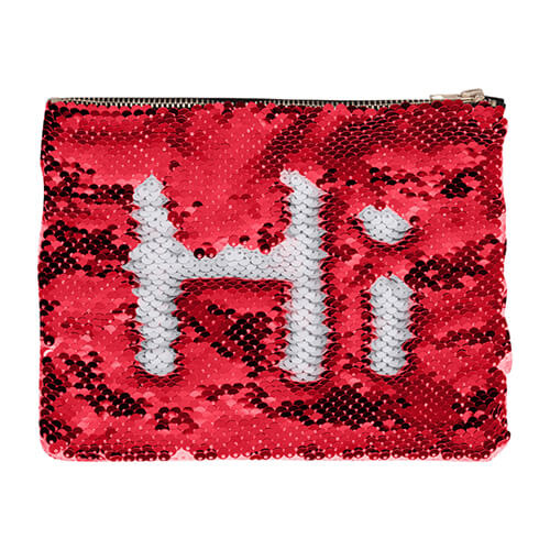 Cosmetic bag 20.5 x 16 cm with red and white sequins for sublimation