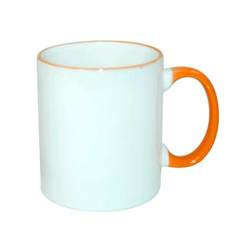 JS Coating mug 330 ml with orange handle Sublimation Thermal Transfer