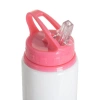 Μπουκάλι αλουμινίου με επιστόμιο 600ml λευκό με ροζ καπάκι και θήκη εξάχνωσης