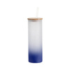 600 ml frosted mok met bamboe deksel en sublimatie rietje - marineblauw verloop