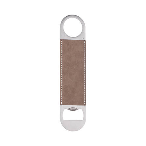 Otvarač za boce od čelika i kože s sublimacijom 4 x 17,7 cm - sivi
