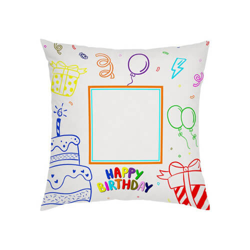 Față de pernă din satin bicolor 38 x 38 cm pentru sublimare - Happy Birthday - 5