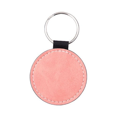 Nøglering i læder til sublimering - pink cirkel