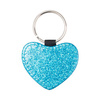 Leather key ring with glitter for sublimation - blue heart