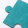 Leather cup pad in the shape of a sublimation puzzle - Green