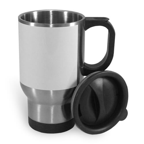 Taza de Steel inoxidable 450 ml con parche blanco Sublimación Transferencia térmica